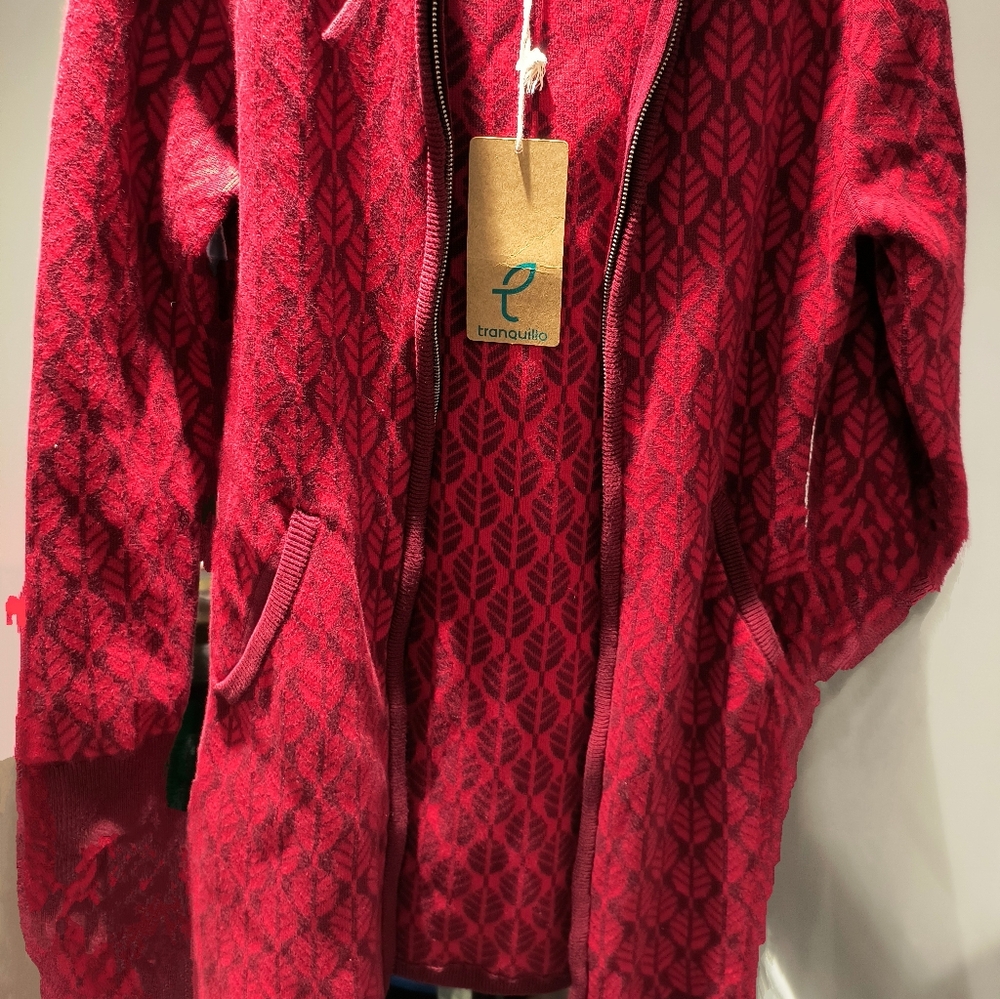 Tranquillo zip up long red jacket - Picture 4 of 4